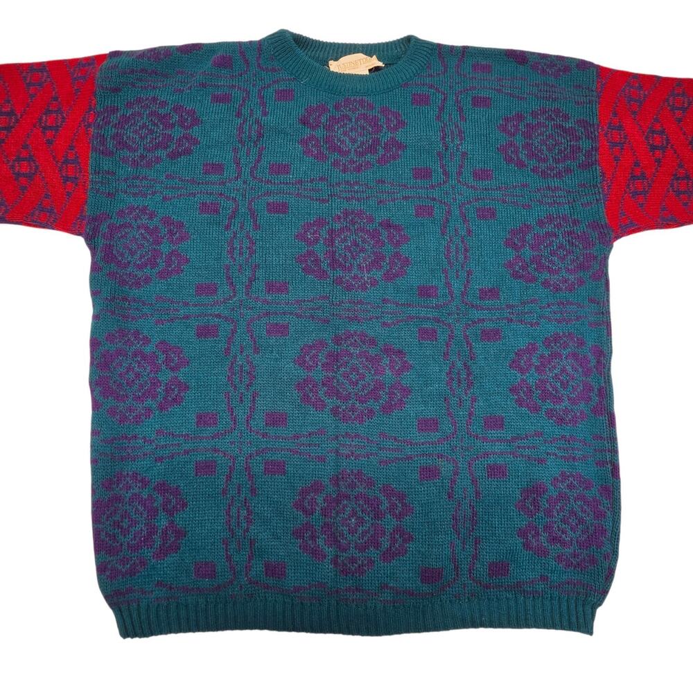 80s/90s Vintage Justine Todd Vintage Multicolor Pullover Sweater Plus Size 1X - Picture 3 of 8